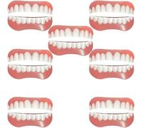 Dentures Temporary Cosmetic Veneer False Teeth for Men Women Instant Up and Down False Teeth Smile Silicone Dental Prostheses for Protecting Teeth Regaining Smile,A,7PCS