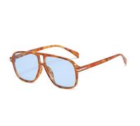 DENUVI Double Bridges Men Sunglasses Rivets UV400 Women Leopard For Outdoor Sports Running And Riding,Amber blue