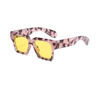 DENUVI Large Frame Sun Glasses UV400 Metal rivet man Female for outdoor sports running and traveling,hawksbill yellow