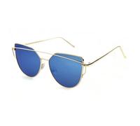 DENUVI Metal Candy Colors Cat Eye Sunglasses UV400 Women For Outdoor Sports Running And Riding,C06 Gold Blue