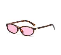 DENUVI Oval Leopard Print Sunglasses Women Small Frame Travel UV400 For Outdoor Sports Running And Riding,Leopard Pink
