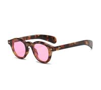 DENUVI Oval Sunglasses Women Clear Ocean Lens UV400 Men Rivets Round For Outdoor Sports Running And Riding,Leopard pink