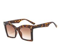 DENUVI Oversized Cat Eye Women Sunglasses Double Color Men Rivets Leopard Gradient For Outdoor Sports Running And Riding,Leopard tea gradient