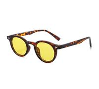 DENUVI Round Sunglasses Men Women Small Frame Leopard Blue UV400 For Outdoor Sports Running And Riding,Leopard Yellow