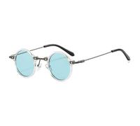 DENUVI Round Sunglasses UV400 Men Women Punk Gradient Clear Lens Driving for outdoor sports running and traveling,Trans Green