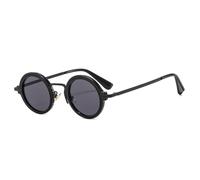 DENUVI Small Frame Round Sunglasses Women Punk Gradient Men Tea UV400 Metal For Outdoor Sports Running And Riding,Black Grey