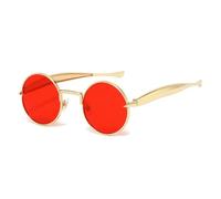 DENUVI Small Round Metal Men Sunglasses Clear Ocean Lens UV400 Women Punk For Outdoor Sports Running And Riding,Golden red