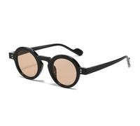 DENUVI Small Round Sunglasses Women Clear Ocean Lens UV400 Men Rivets Punk For Outdoor Sports Running And Riding,Black champagne