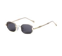 DENUVI Sunglasses For Women Men Metal Frame punk UV400 outdoor sports and running,C2 Gold grey