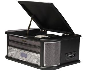 Denver 10-in-1 Retro Vintage DAB Bluetooth Wooden Radio Record Player With Speakers - DAB+ Radio, FM, Record Player, Cassette & CD Player, AUX IN, MP3 USB Recording, AUX IN And Line Out - MRD-51BT