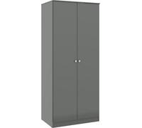 Seconique Denver 2 Door Wardrobe - Grey Gloss, Grey