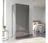 Denver 2 Door Double Wardrobe Grey Gloss Bedroom Hanging Storage Organisation