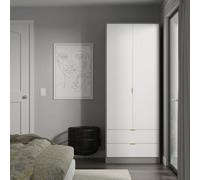 Denver 2 Door Robe 2 Drawer Robe (Ready Assembled) In White Matt & Dusk Grey