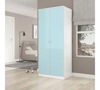 Seconique Denver 2 Door Wardrobe Blue Gloss Metal Hinges And Handles
