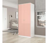 Seconique Denver 2 Door Wardrobe Pink Gloss Metal Hinges And Handles