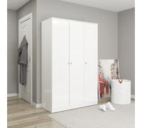 3 Door Wardrobe Denver White Gloss Bedroom Storage