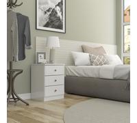 Denver 3 Drawer Bedside White Gloss Bedroom Furniture Range Storage Modern