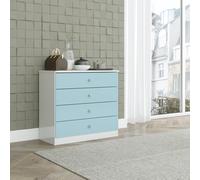 Seconique Denver 4 Drawer Chest Of Drawers Blue Gloss Metal Drawer Runners And Handles