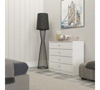 Denver White Gloss 4 Drawer Chest Of Drawers Bedroom Furniture Storage