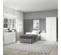 Denver 4pc 2 Door Wardrobe Bedroom Set White Gloss Furniture Bedside Chest