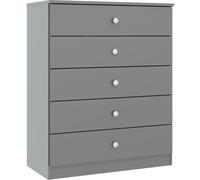 Denver 5 Drawer Chest of Drawers Grey Gloss
