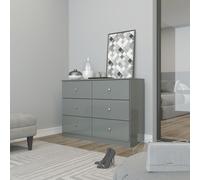 Denver 6 Drawer Chest Grey Gloss Bedroom Furniture Range Large Storage Modern