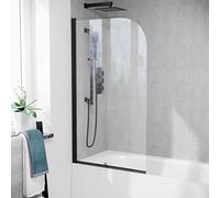 Denver 800mm Curved Bath Screen Matt Black Profile Clear Glass Reversible