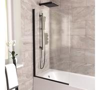 Denver 800mm Matte Black Profile Pivot Swing Door Bath Screen Reversible