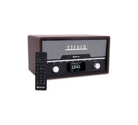 Denver Bluetooth DAB+ Radio CD Player w/ Clock Alarm & Remote - 2 x 50W Stereo Speakers, 20 Radio Presets, Twin Alarm, USB & AUX - MDA-525 Dark Wood Denver Dark Brown