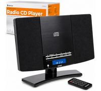 Denver Small CD Player For Home With Speakers & Radio - Mains Power, Vertical, Clock Radio, Remote Control, Wall Mounted CD Player or Desktop Stand - MC-5220
