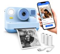 Denver Children's Camera with Instant Print Bluetooth Full HD Blue | 2.4" IPS screen with built-in selfie lens and games