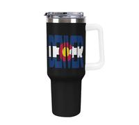 Denver Colorado Flag Large Capacity Car Cup 40 Oz Stainless Steel Insulated Travel Cup with Handle Straw