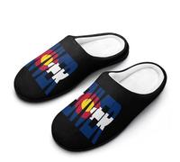 Denver Colorado Flag Men's Cotton Slippers Soft Comfy Slip Indoor Outdoor Casual House Shoes for Winter 9-10（42-43）