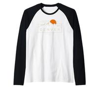 Denver Colorado Mountain Sunset Graphic Vintage Style Raglan Baseball Tee