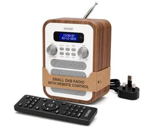 Denver DAB-48 Bluetooth DAB+ Radio With Remote Control - Digital Radio Mains Powered - Bluetooth Speaker - Alarm Clock - White With Large Remote Control