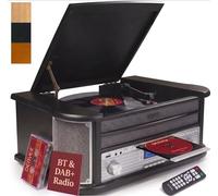 Denver DAB+ Radio Bluetooth Hi-Fi Record Player with Speakers, CD | Music centre | Cassette & vinyl to USB MP3 | Home audio stereo system | 3-speed belt-drive turntable | Retro wood cabinet