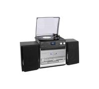 Denver DAB Record Player Turntable, CD Player HiFi with USB Recording & Memory Card Reader in Black Denver Black