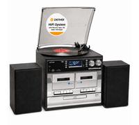 Denver HiFi System, All-in-One Stereo Music Centre with Record Player Turntable, CD & Cassette Player, DAB/DAB+ Radio, USB Recording, SD Card Reader