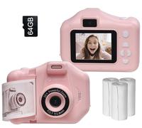 Denver Kids Instant Print Camera With 150 Photo Paper & 64GB SD Card - Rechargeable, 10X Zoom Photo, 1440P HD Video Digital Camera for Children with 4 Games, Selfie Lens & Photo Cartoon Frames - Pink