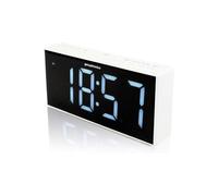 Denver Large Digit Digital Alarm Clock Radio - Mains Powered, 9" Display, Brightness Control in White Denver White