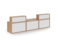Denver large straight complete reception unit - beech with white panels