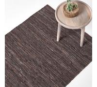 Denver Leather Woven Rugs Black and Chocolate, Modern, Rectangle