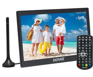 Denver LED-1032-10 inch Wide Super VGA Digital Portable TV - Rechargeable - 12 Volt - USB & Recording - Camping, Kitchen, Caravan Small TV - Battery, Car or Mains Power