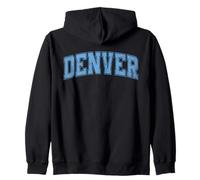 Denver Light Blue Vintage Style Retro Text Zip Hoodie