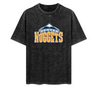 Denver Logo Nuggets Mens T-Shirt Printed Graphic Top Unisex Black Tee M