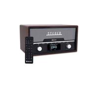 Denver Bluetooth DAB+ Radio CD Player With Clock Alarm & Remote - 2 x 50W Stereo Speakers, 20 Radio Presets, Twin Alarm, USB & AUX - MDA-525 Dark Wood