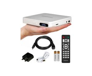 Denver Mini Multi Region HDMI DVD - TV - USB Socket or UK Mains - 1080p - Remote - LED Display in White Denver White
