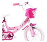 Disney Minnie Mouse Girls Bike, 14 Inch, Pink, Steel Frame, with Training Wheels, Front Basket and Rear Dolly Carrier, Ages 4 to 6