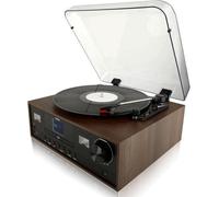 Record Player Hi-Fi System - CD Player, DAB+ & FM, Bluetooth, Wooden Body & Speakers Denver Dark Brown One Size