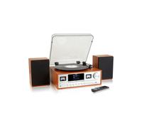 (Light Wood) Record Player Hi-Fi System - CD Player, DAB+ & FM, Bluetooth, Wooden Body & Speakers
